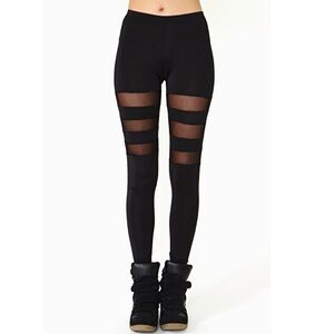 Black Insert Mesh Leggings Women's Size M